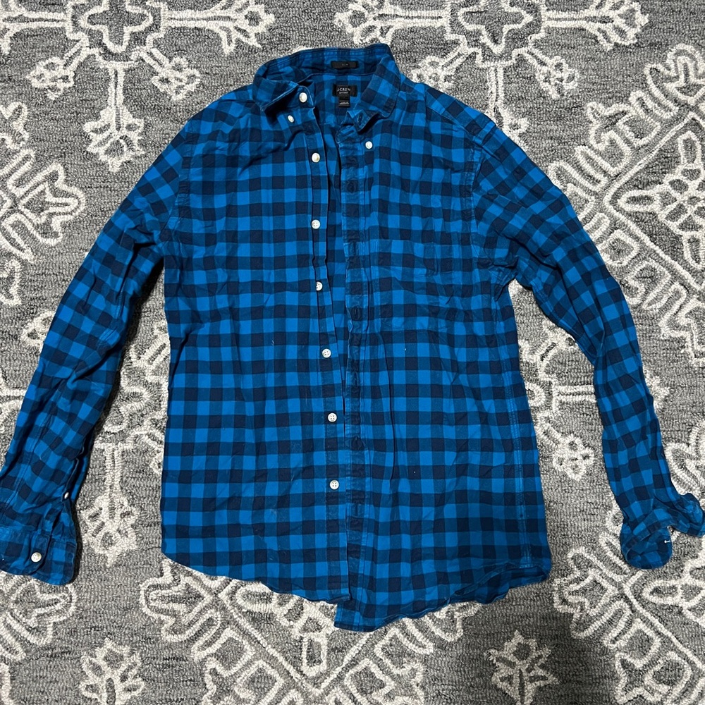 J.Crew Men’s Blue Gingham Print Button Down